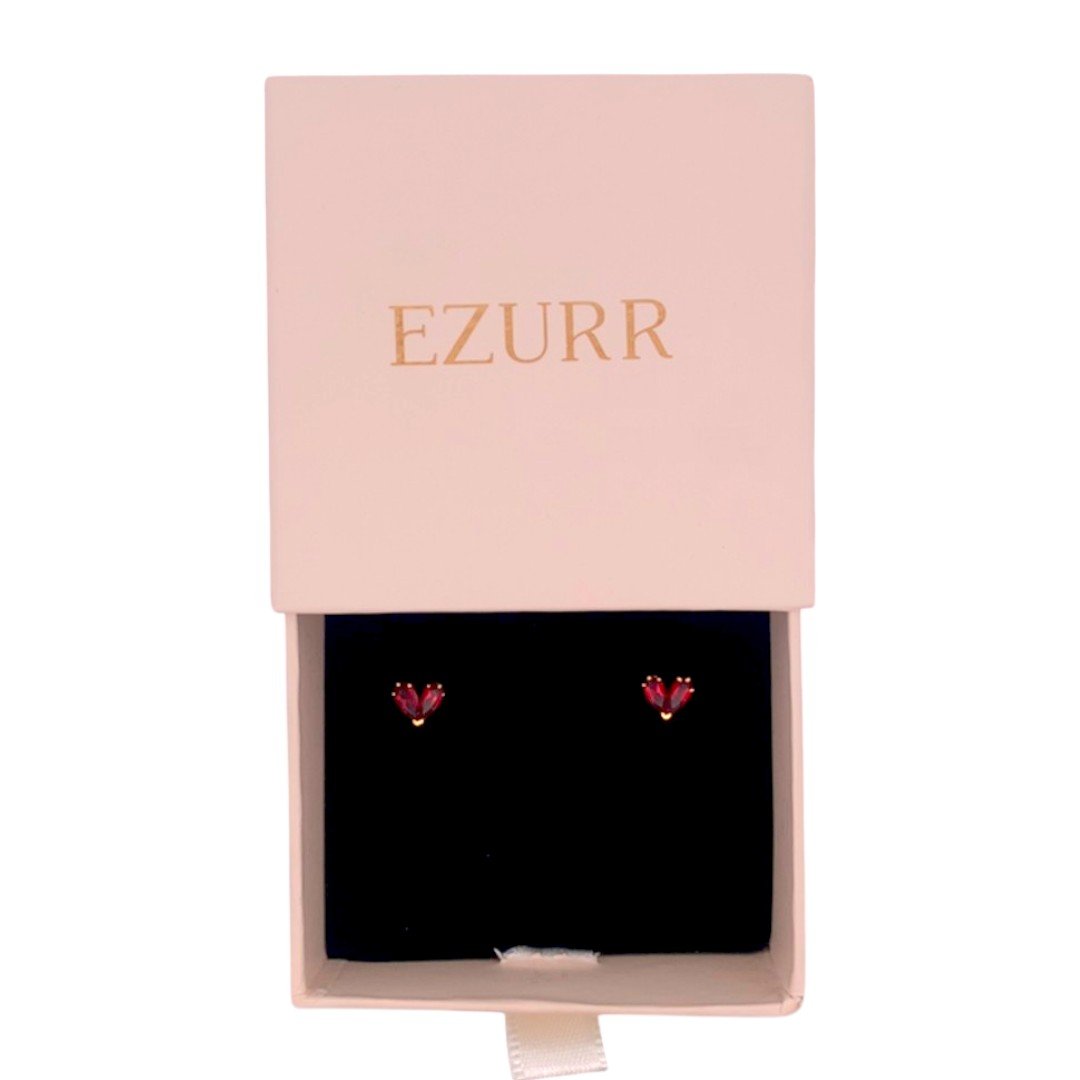 Scarlet Heart Stud Earrings (Pure Silver) - Gold